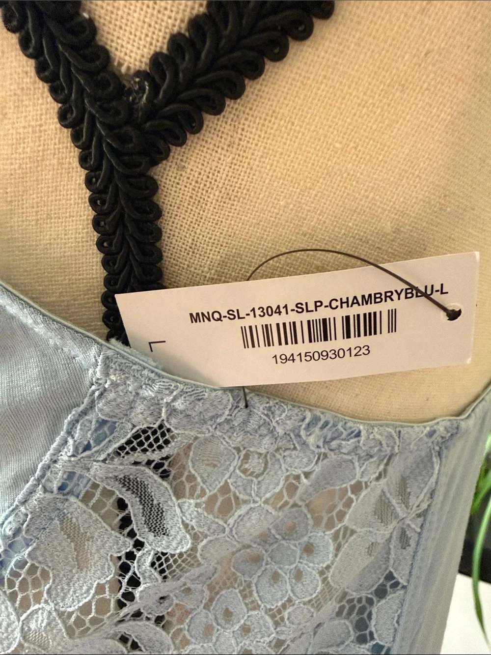 Adore Me Light Blue Lace-Trim Chemise